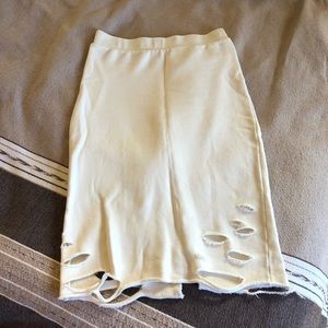 NSF Distressed cotton terry mini skirt